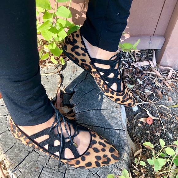 Last1♥️Leopard 🐆 Animal Print Lace Up Flats Shoes - Picture 7 of 8
